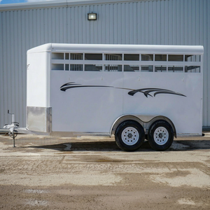 รถพ่วงม้าอลูมิเนียมคุณภาพสูงราคาประหยัดแบบสองเพลา พร้อมประตูด้านข้างและทางลาดด้านหลัง - Product Image 1