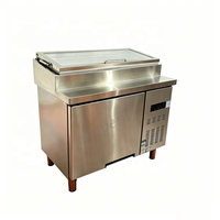 Table de préparation de salades en acier inoxydable de 1 m, réfrigérateur à refroidissement direct, comptoir de salades commercial pour pizzeria et sandwicherie