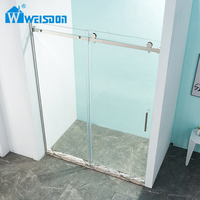 Cabine de douche en verre trempé sans cadre en acier inoxydable Weisdon, installation facile