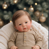 Poupée Bébé Reborn de Noël DOWinch de 18 Pouces Faite à la Main avec Barboteuse Kaki pour Cadeau d'Enfant et Présentation
