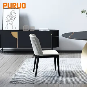 Silla de comedor de lujo Patrón de plumas Sillas de comedor de tela fuerte