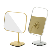 Miroir de maquillage DIGU Gold, miroir de table rectangulaire arrondi avec cadre et support en métal, miroir cosmétique de luxe pour table de maquillage