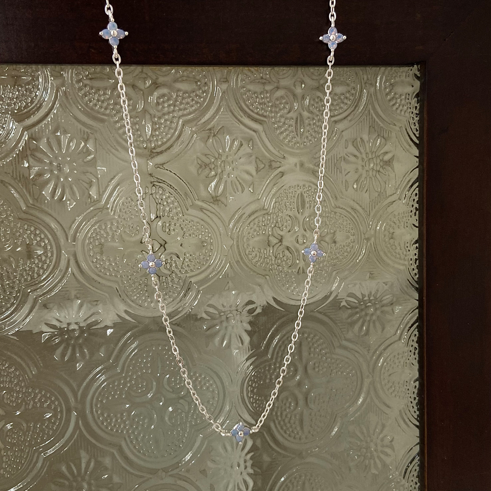 silver blue clover zircon