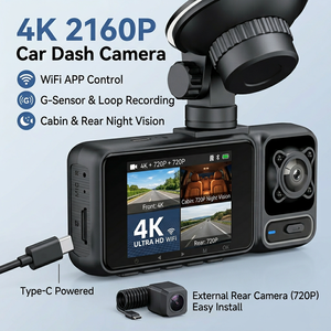 Dash <span class=keywords><strong>Cam</strong></span> LCD 4K con 3 Obiettivi, WiFi, DVR Auto Anteriore/Posteriore, Video UHD 2160P, Registratore di Guida, Sensore G, Monitoraggio Parcheggio 24H, Impermeabile - Product Image 1