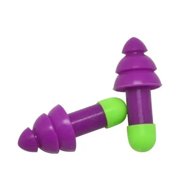 Christmas Tree Shape 3 Layer Purple silicone earplugs hearing protection waterproof swimming ear protection ear plugs