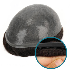 Tupé de <span class=keywords><strong>Cabello</strong></span> Humano Virgen Indio Liso con Lazo en V, Superfino de 0.03-0.04mm, <span class=keywords><strong>para</strong></span> <span class=keywords><strong>Hombre</strong></span>, 8X10, Totalmente de <span class=keywords><strong>Cabello</strong></span> Humano, PU - Product Image 4