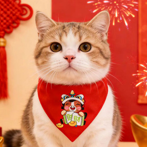 New Year Spring Festival Pet <b>Collar</b> Horse Year Cat Bib Triangle Scarf Leashable <b>Dog</b> Neckband Red Style A B C D <b>E</b> - Product Image 4