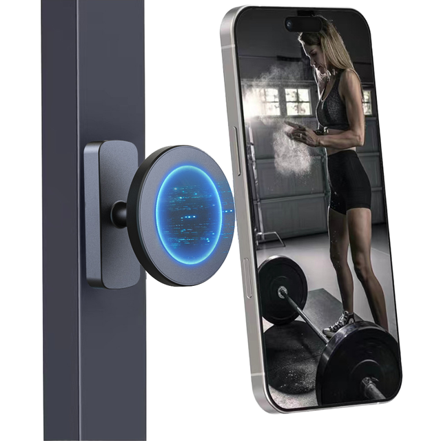 360 Rotation Dual N52 Magnet Phone Holder Gym Fitness Magnetic Bar Mount for iPhone