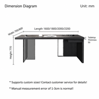 Bureau de direction moderne et minimaliste, placage en bois fumé, pieds en acrylique, table de patron, bureau de direction de luxe
