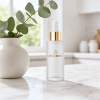 Flacon compte-gouttes en verre givré de luxe 30 ml avec bouchon doré pour sérum visage, huile essentielle, emballage cosmétique