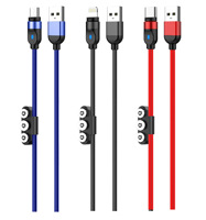 Câble de données pour téléphone portable créatif trois-en-un, charge rapide 3A, rotation magnétique, multifonction, blindage tressé, vente en gros