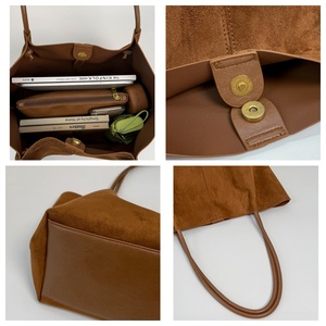 Colefa Boutique en ligne - Sac à bandoulière tendance version coréenne pour femme, sac fourre-tout décontracté minimaliste en tissu façon daim - Product Image 3