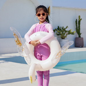 Flotador inflable con forma de cisne para niños, con lentejuelas, flotador para las axilas, para piscina, parque acuático, 70 cm, adecuado para edades de 5 a 9 años - Product Image 2