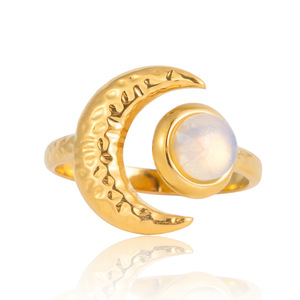 <b>Moon</b> Shape Opal <b>Ring</b> Bezel Setting Women's Fashion Jewelry Gift - Product Image 5
