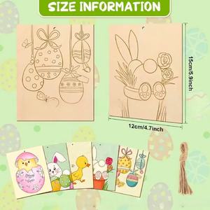 10 pièces ensemble ensemble de peinture couleur bricolage pour enfants avec modèle de ligne gravé au Laser artisanat en bois pour décoration suspendue Graffiti - Product Image 3