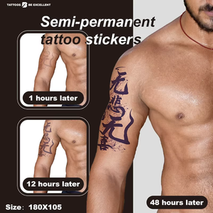 Eleganti <span class=keywords><strong>lettere</strong></span> di Body Art carattere cinese realistiche impermeabili Semi-permanenti del tatuaggio Stick adesivi di carta temporanea stampati - Product Image 4