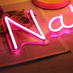 Nails LED Neon <b>Light</b> Sign Pink Steady Glow Desk Wall Decor For Beauty Salon Office Studio - Product Image 6