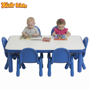 Ensemble table et chaise Montessori en acier à hauteur réglable pour école <span class=keywords><strong>maternelle</strong></span>, centre d'apprentissage précoce, fournisseur de mobilier pour garderies et jardins d'enfants - Product Image 1