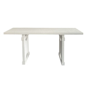 Mesas de Consola Modernas Minimalistas para Sala de Estar o Hotel, con Acabado de Cemento Blanco Rugoso e Irregular y Marco de Madera - Product Image 2
