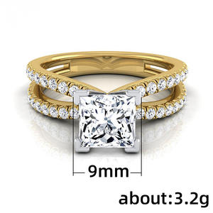 Anello di Fidanzamento F514 con Diamante Taglio Principessa in Oro Giallo, Gioiello Classico da Donna con Diamante Naturale Centrale - Product Image 5