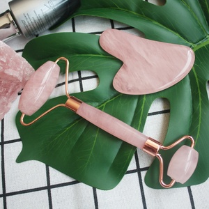 Ensemble de rouleaux Gua Sha pour le visage, rouleau Anti-âge, en Jade <span class=keywords><strong>Rose</strong></span> naturel et Quartz - Product Image 2