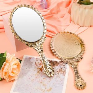 Electroplated Retro Handheld Antique Style Mirror New Carved <b>Small</b> Mirror Portable Makeup Mirror - Product Image 4