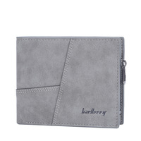 Dompet Pria Baellerry Ber-resleting Tipis Bahan Kulit PU Vintage Lipat Dua Personalisasi Buatan Tangan Dompet Pendek Pria