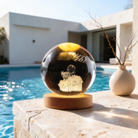Veilleuse tactile rechargeable, Ornement lumineux, Cadeau d'anniversaire pour filles, Lampe boule de cristal à intensité variable, design de niche Tanabata, design raffiné
