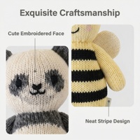 Jouets en peluche animaux tricotés à la main - 4 styles adorables : abeille, panda, chiot, ours - Adorables peluches douces au crochet pour nouveau-nés et nourrissons