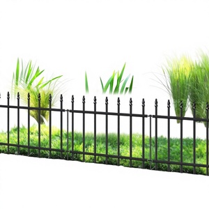 Clôture de jardin en métal FOREHOGAR 18 H x 10 pi L avec 5 panneaux et 6 piquets, noire, imperméable, surface lisse, garantie 1 an - Product Image 1