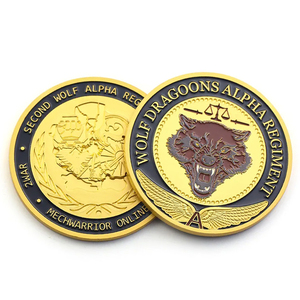 Tùy Chỉnh Chết Đúc Kim Loại Men Động Vật <span class=keywords><strong>Wolf</strong></span> Logo Đồng Xu Vàng - Product Image 1