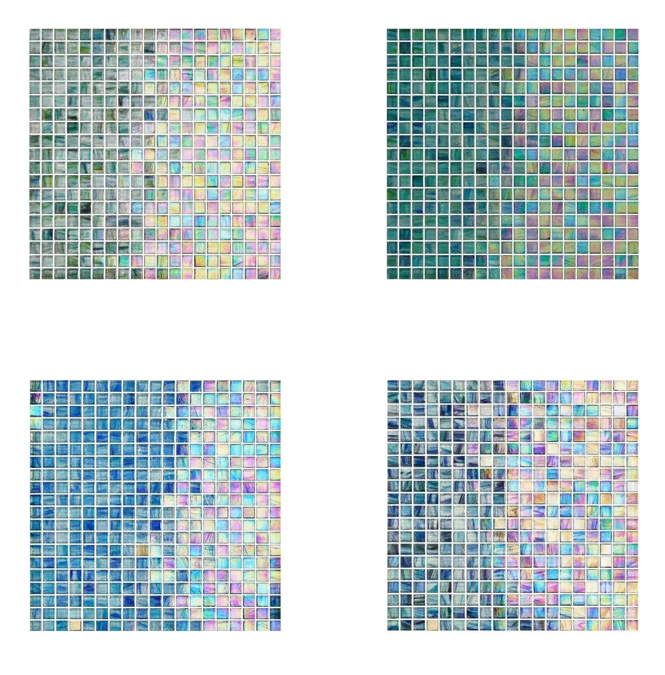 Superficie iridiscente brillante piscina azulejo vidrio mosaico tira diseño Moisac azulejo cristal mosaico