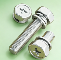 Vis combinée à tête hexagonale et embase cruciforme 3-en-1, boulon assemblé en acier inoxydable 304 pour fixation de quincaillerie automobile
