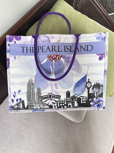 Custom <b>Canvas</b> Tote Bag Two Open Closure <b>Landscape</b> Pattern Large <b>Printed</b> Carryall with Rope Handle for Daily Travel Gift - Product Image 6