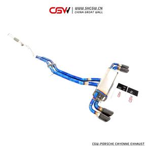 พรีเมี่ยมคุณภาพไทเทเนียมท่อไอเสีย Catback และท่อด้านหน้าพร้อมท่อไอเสียสีดำ Quad สำหรับ Porsche Cayenne 3.0T - Product Image 5