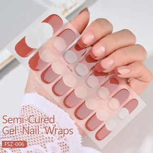 Nude Rose Français Semi-Durci Gel Nail Patch Curseur Adhésif Étanche Longue Durée Couverture Complète Gel Nail Sticker Lampe UV Nécessaire - Product Image 6