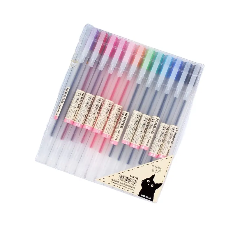 Высокое качество без печати чистый матовый бочонок гелевая ручка набор 12 цветов Выбор матовая гелевая ручка