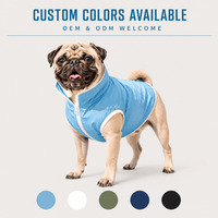 Manteau rembourré bleu pour chien, coupe-vent et résistant à l'eau, pour chiens de petite et moyenne taille, promenade en bord de mer, col montant, fermeture éclair avant, garniture blanche