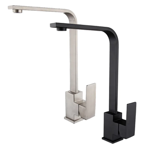 Vente en gros de <span class=keywords><strong>mitigeur</strong></span> d'évier carré en acier inoxydable 304 filigrane robinet de cuisine noir mat avec <span class=keywords><strong>bec</strong></span> pivotant pour montage sur pont - Product Image 1