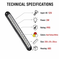 DAMAVO YML209 Bande lumineuse LED 3W étanche IP65 pour feux stop, feux arrière et clignotants, 12V CC pour camion, remorque, camping-car, caravane - Nouveau