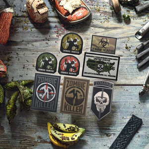 Kumaş işlemeli zombi avcısı ve taktik giyim ve şapka süslemeleri için kanca döngü raptiye ile katil desen yamalar - Product Image 5