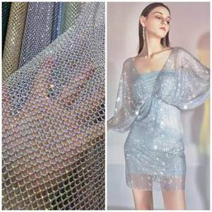Chanceux direct usine pas cher qualité 1.5 mètre strass maille tissu strass tissu net maille avec plein strass pour danci - Product Image 2