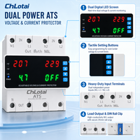 Interrupteur de transfert automatique double alimentation ChLotai 2P sur rail DIN ATS avec protection de tension et de courant réglables pour réseau solaire domestique