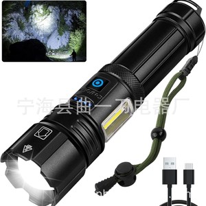 Lampe de poche Led rechargeable, 5000Mh, lumière latérale Cob, torche extérieure étanche avec câble Usb, lumière blanche haute intensité - Product Image 1