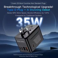 Adaptateur de voyage universel 35W, adaptateur de voyage à charge rapide mondiale, prise de courant internationale, chargeur multi-appareils avec port USB