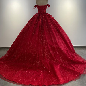 Sparkly Ball Gown Prom Dresses <b>Red</b> Princess <b>Sequin</b> Bling Elegant Prom Gown Vestidos De Lsyb17 - Product Image 4