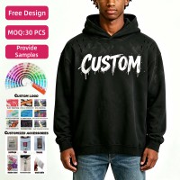 Sudadera con Capucha para Hombre, Personalizada, 380 g/m², 100% Algodón, Felpa, Impresión Completa DTG, Estilo Informal, Sudadera de Algodón