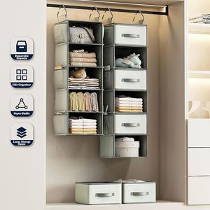 6 Tier Hanging Closet Organizer Collapsible Thicken Hanging Shelves Suitable for Bedroom Closet Clothing <b>Storage</b> - Product Image 2