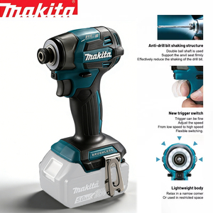 Destornillador Eléctrico Ergonómico Ligero, Equipo de Montaje para Espacios Reducidos, Mantenimiento, Atornillador de Impacto Inalámbrico <span class=keywords><strong>Makita</strong></span> de 18V con Batería de Iones de Litio - Product Image 2