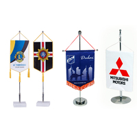 Spanduk Meja Kantor Persegi Panjang Polyester Cetak Digital yang Dapat Disesuaikan, Pasokan Pabrik, Bendera Meja Kustom dengan Tiang Baja Tahan Karat